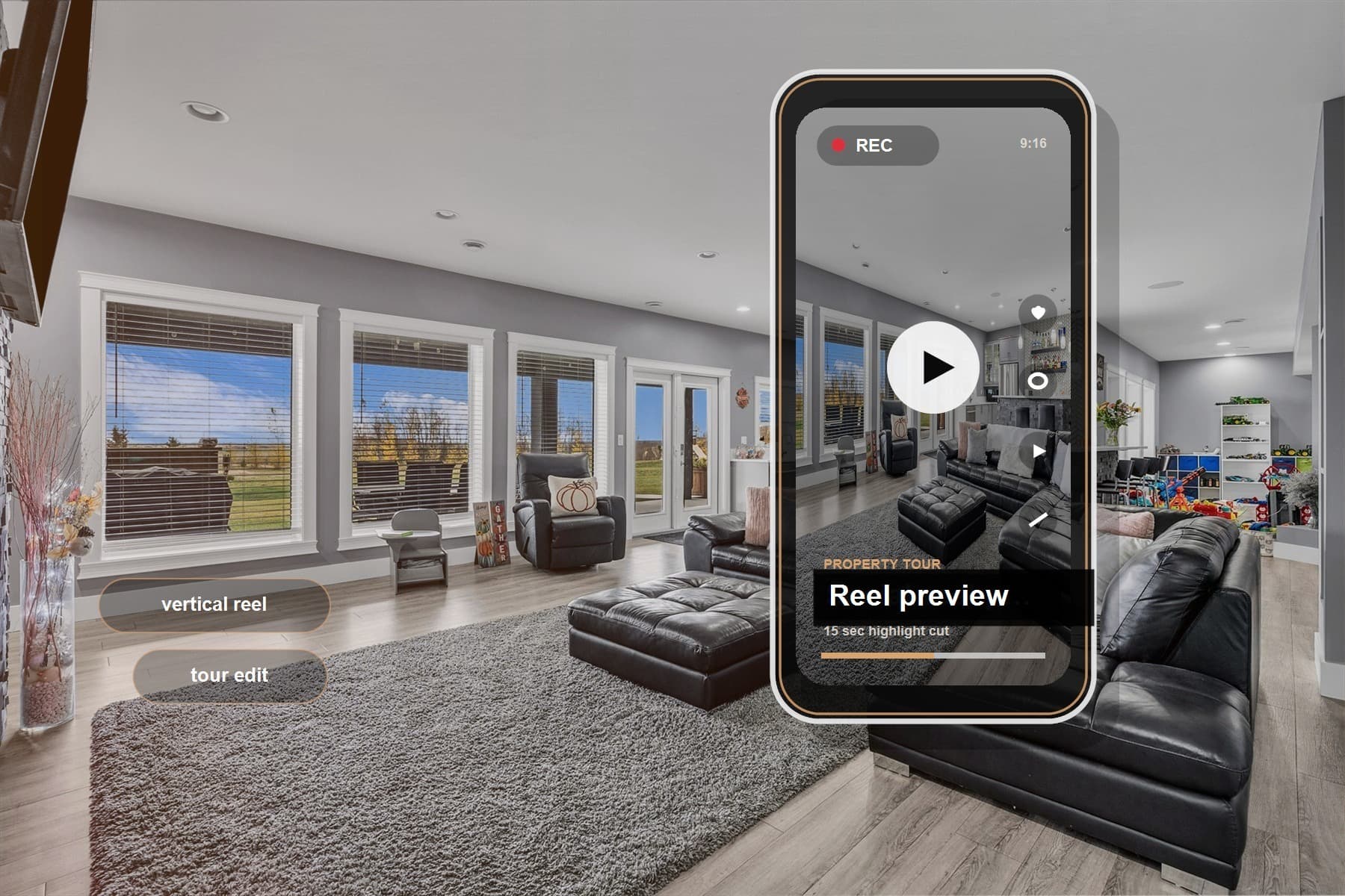 Saskatoon real estate video marketing with a social media listing reel frame